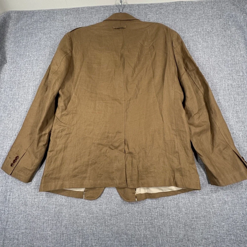 Banana Republic Linen Blazer Mens 44R Brown Tailored Fit Military‎ Safari Jacket